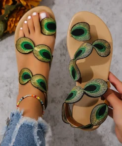 Embroidered Flower Flat Sandals