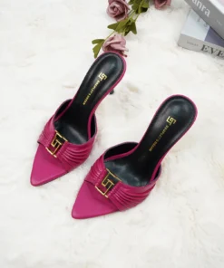 9cm slim heel slippers with leather pointed toes