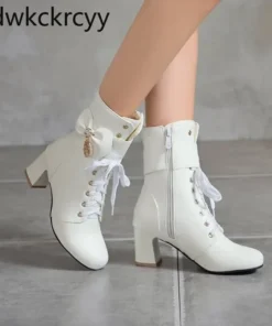 British style Round head High heels women Butterfly-knot